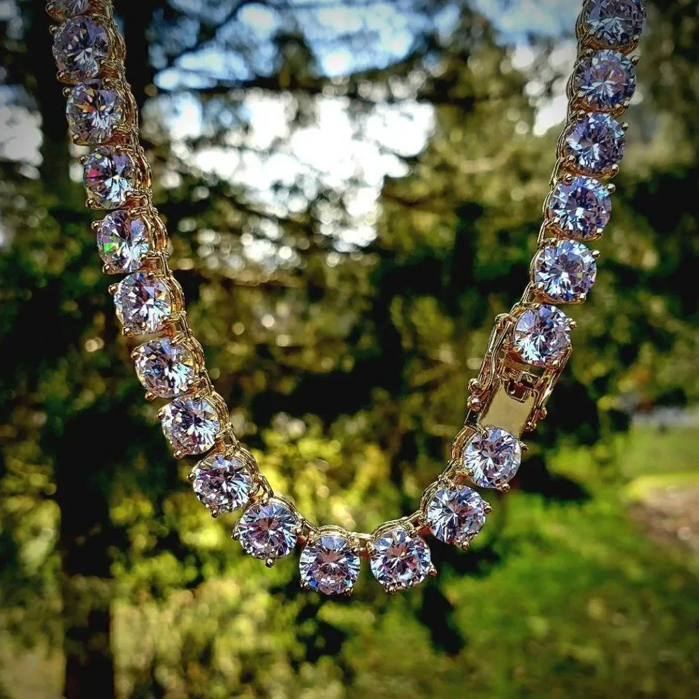 14k Gold Plated Massive 8mm Tennis Necklace